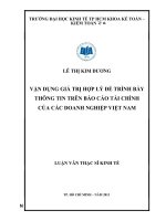Vận dụng giá trị hợp lý để trình bày thông tin trên báo cáo tài chính của các doanh nghiệp việt nam 