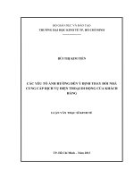 Các yếu tố ảnh hưởng đến ý định thay đổi nhà cung cấp dịch vụ điện thoại di động của khách hàng 