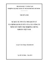 Sự quá tự tin của nhà quản lý và chính sách cổ tức của các công ty niêm yết trên thị trường chứng khoán việt nam 