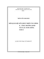 Mối quan hệ giữa phát triển tài chính và tăng trưởng kinh tế ở các nước đông nam á 