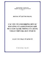 Các yếu tố ảnh hưởng đến sự hài lòng của khách hàng khi mua sắm tại hệ thống cửa hàng vissan trên địa bàn TP HCM 