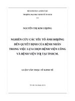Nghiên cứu các yếu tố ảnh hưởng đến quyết định của bệnh nhân trong việc lực chọn bệnh viện công và bệnh viện tư tại thành phố hồ chí minh 