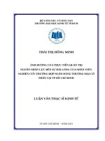 Ảnh hưởng của thực tiễn quản trị nguồn nhân lực đến sự hài lòng của nhân viên  nghiên cứu trường hợp ngân hàng TMCP tại TPHCM 