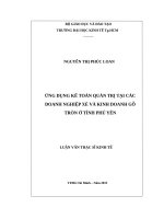 Ứng dụng kế toán quản trị tại các doanh nghiệp xẻ và kinh doanh gỗ tròn ở tỉnh phú yên 