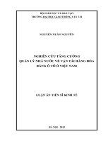 Nghiên cứu tăng cường Quản lý Nhà nước về Vận tải hàng hóa bằng ô tô ở Việt Nam (Luận án tiến sĩ)