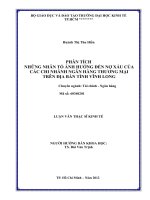Những nhân tố ảnh hưởng đến nợ xấu của các chi nhánh ngân hàng thương mại trên địa bàn tỉnh vĩnh long 