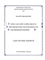 Nâng cao chất lượng dịch vụ thẻ thanh toán tại ngân hàng citi chi nhánh TPHCM 