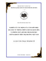 Nghiên cứu tác động của vàng đến hiệu quả đầu tư trong chiến lược đa dạng hóa và phòng ngừa rủi ro cho danh mục chứng khoán trên thị trường việt nam 