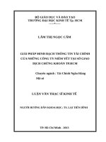 Giải pháp minh bạch thông tin tài chính của những công ty niêm yết tại sở giao dịch chứng khoán TP HCM luận văn thạc sĩ 