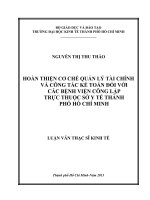 Hoàn thiện cơ chế quản lý tài chính và công tác kế toán đối với các bệnh viện công lập trực thuộc sở y tế thành phố hồ chí minh 