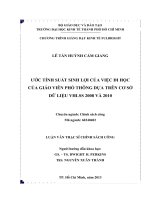Ước tính suất sinh lợi của việc đi học của giáo viên phổ thông dựa trên cơ sở dữ liệu VHLSS2008 và 2010 