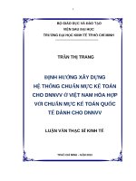 Định hướng xây dựng hệ thống chuẩn mực kế toán cho DNNVV ở việt nam hòa hợp với chuẩn mực kế toán quốc tế dành cho DNNVV 