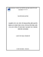 Nghiên cứu các yếu tố ảnh hưởng đến quyết định lựa chọn nhà cung cấp nguyên phụ liệu của các công ty may mặc tại khu vực TPHCM 