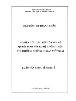 Nghiên cứu các yếu tố kinh tế quyết định rủi ro hệ thống trên thị trường chứng khoán việt nam 