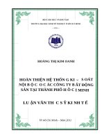 Hoàn thiện hệ thống kiểm soát nội bộ cho các công ty bất động sản tại thành phố hồ chí minh 