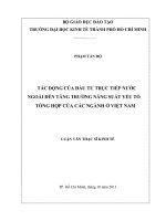Tác động của đầu tư trực tiếp nước ngoài đến tăng trưởng năng suất yếu tố tổng hợp của các ngành ở việt nam 