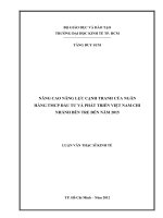 Nâng cao năng lực cạnh tranh của ngân hàng thương mại cổ phần đầu tư và phát triển việt nam chi nhánh bến tre đến năm 2015 