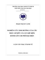 Nghiên cứu ảnh hưởng của cấu trúc sở hữu và cơ chế điều hành lên chi phí đại diện 