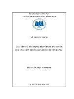 Các yếu tố tác động đến ý định dự tuyển của ứng viên trong quá trình tuyển dụng 