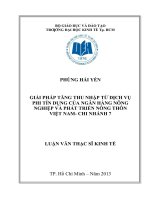Giải pháp tăng thu nhập từ dịch vụ phi tín dụng của ngân hàng nông nghiệp và phát triển nông thôn việt nam   chi nhánh 7 