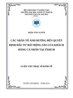 Các nhân tố ảnh hưởng đến quyết định đầu tư bất động sản của khách hàng cá nhân tại TP  HCM 