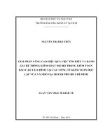 Giải pháp nâng cao hiệu quả việc tìm hiểu và đánh giá hệ thống kiểm soát nội bộ trong kiểm toán báo cáo tài chính tại các công ty kiểm toán độc lập vừa và nhỏ tại thành phố hồ chí minh 