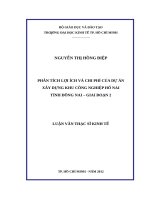 Phân tích lợi ích và chi phí của dự án xây dựng khu công nghiệp hố nai tỉnh đồng nai   giai đoạn 2 