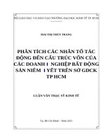 Phân tích các nhân tố tác động đến cấu trúc vốn của các doanh nghiệp bất động sản niêm yết trên sở GDCK TP HCM 