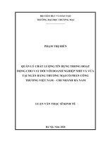 Quản lý chất lượng tín dụng trong hoạt động cho vay đối với doanh nghiệp nhỏ và vừa tại Ngân hàng TMCP Công thương Việt Nam Chi nhánh Hà Nam