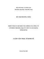Phân tích và dự báo tài chính của Công ty cổ phần thương mại tư vấn và xây dựng Vĩnh Hưng