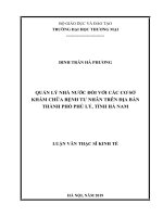 Quản lý Nhà nước đối với các cơ sở khám chữa bệnh tư nhân trên địa bàn thành phố Phủ Lý, tỉnh Hà Nam