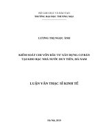 Kiểm soát chi vốn đầu tư xây dựng cơ bản tại Kho bạc Nhà nước Duy Tiên, Hà Nam