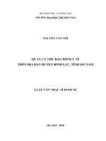 (Luận văn thạc sĩ) Quản lý thu bảo hiểm y tế trên địa bàn huyện Bình Lục, tỉnh Hà Nam