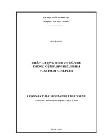 Chất lượng dịch vụ của hệ thống cụm rạp chiếu phim platinum cineplex    