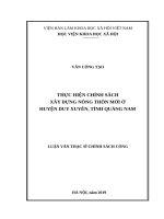 THỰC HIỆN CHÍNH SÁCH XÂY DỰNG NÔNG THÔN MỚI Ở HUYỆN DUY XUYÊN, TỈNH QUẢNG NAM