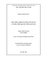 Thực hiện chính sách bảo tồn di sản văn hóa trên địa bàn tỉnh Lạng Sơn