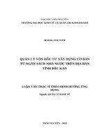 Quản lý vốn đầu tư xây dựng cơ bản từ ngân sách nhà nước trên địa bàn tỉnh bắc kạn 