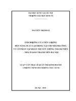 Ảnh hưởng của tiền lương đến năng suất lao động tại chi nhánh công ty cổ phần tập đoàn truyền thông thanh niên   nhà in báo thanh niên hà nội    