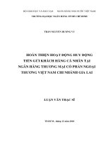 Hoàn thiện hoạt động huy động tiền gửi khách hàng cá nhân tại ngân hàng thương mại cổ phần ngoại thương việt nam chi nhánh gia lai​