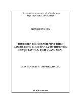 Thực hiện chính sách phát triển cán bộ công chức cấp xã từ thực tiễn tại huyện Tây Trà, tỉnh Quảng Ngãi