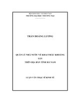 Quản lý nhà nước về khai thác khoáng sản trên địa bàn tỉnh hà nam 