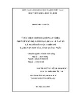 Thực hiện chính sách Thực hiện chính sách phát triển đội ngũ cán bộ lãnh đạo, quản lý cấp xã là người dân tộc thiểu số tại huyện Sơn Tây, tỉnh Quảng Ngãi