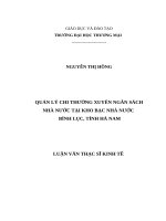 Quản lý chi thường xuyên ngân sách nhà nước tại Kho bạc Nhà nước Bình Lục, tỉnh Hà Nam