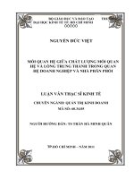 Mối quan hệ giữa chất lượng mối quan hệ và lòng trung thành trong quan hệ doanh nghiệp và nhà phân phối 