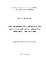 Thực hiện chính sách hỗ trợ ngư dân quận Thanh Khê, thành phố Đà Nẵng trong khai thác thủy sản