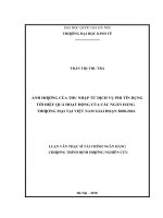 Ảnh hưởng của thu nhập từ dịch vụ phi tín dụng tới hiệu quả hoạt động của các ngân hàng thương mại tại việt nam giai đoạn 2008 2016     