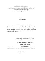 Tìm hiểu nhu cầu tin của các nhóm người dùng tin tại trường đại học điện lực 