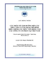 Các nhân tố ảnh hưởng đến cấu trúc vốn và ứng dụng mô hình điều chỉnh cấu trúc vốn động vào các công ty cổ phần tại việt nam 