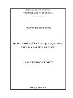 Quản lý nhà nước về du lịch cộng đồng trên địa bàn tỉnh hà giang 