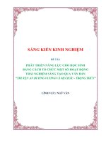 phát triển năng lực cho học sinh bằng cách tổ chức một số hoạt động trải nghiệm sáng tạo qua văn bản “truyện an dương vương và mị châu   trọng thủy 